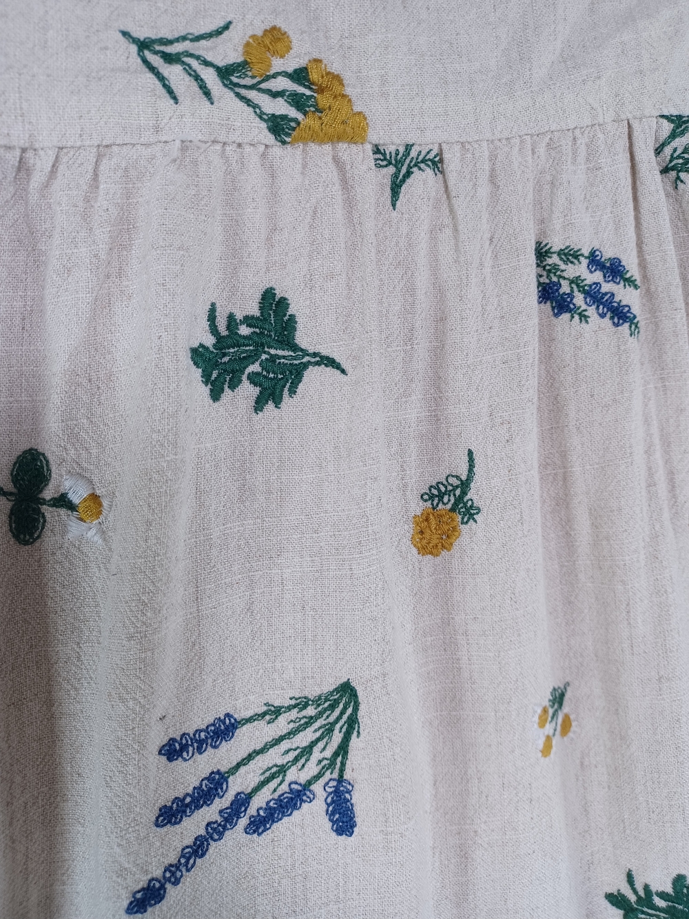 Kourt Midi Dress Med Embroidered Floral Puff Sleeve Pockets Cottagecore Prairie - Picture 6 of 13